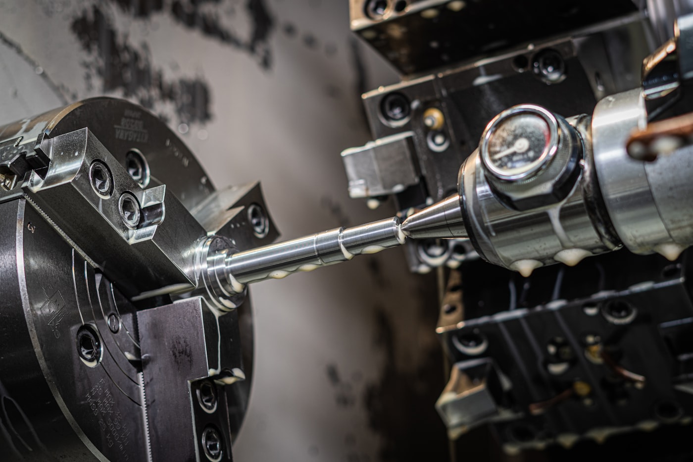 Close-up of CNC machining operation
